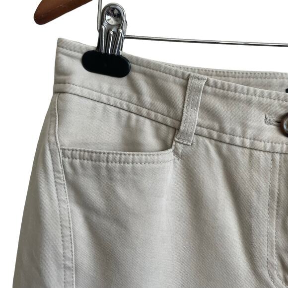 Talbots Pants Women 10 Petite Cream Taper Leg Zip Clasps Closure Stretch Basics - Picture 9 of 14